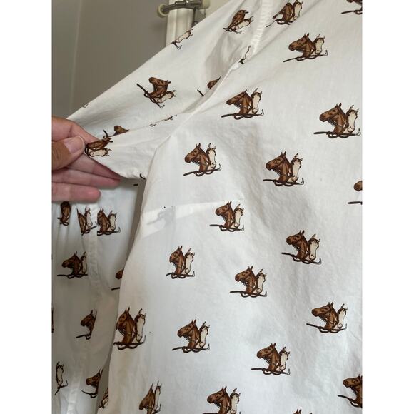 Talbots Classic Cotton Shirt Equestrian button up collar long sleeves horse XL - Picture 5 of 9